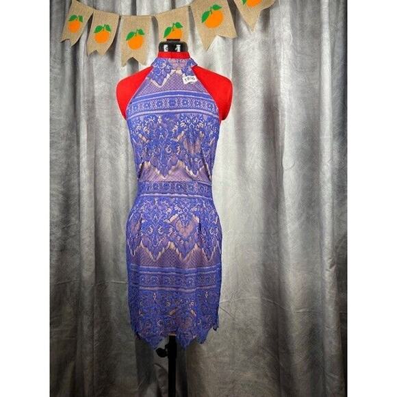 Jr. Midnight Doll Blue Lace Nude Lined Dress 9 - Picture 1 of 6